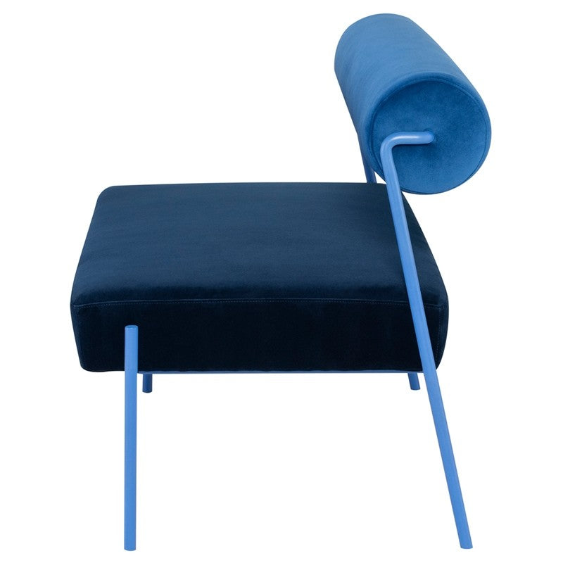 Marni Bench Sapphire Velour Bolster/Sapphire Frame 45″ - Be Bold Furniture