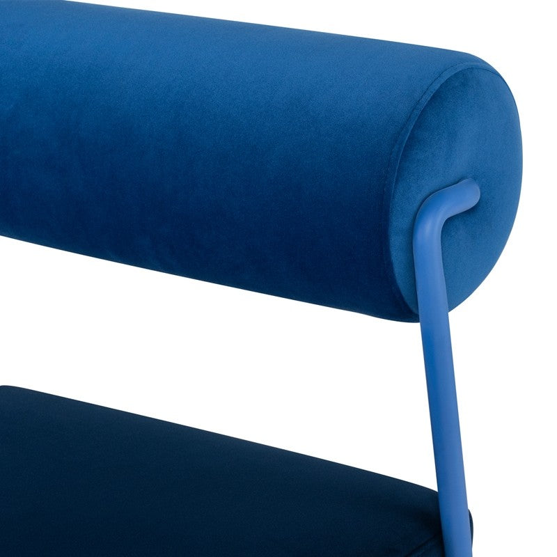 Marni Dining Chair Sapphire Velour Bolster/Sapphire Frame 21.3″ - Be Bold Furniture