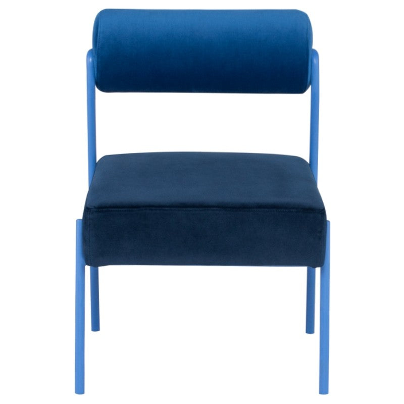 Marni Dining Chair Sapphire Velour Bolster/Sapphire Frame 21.3″ - Be Bold Furniture