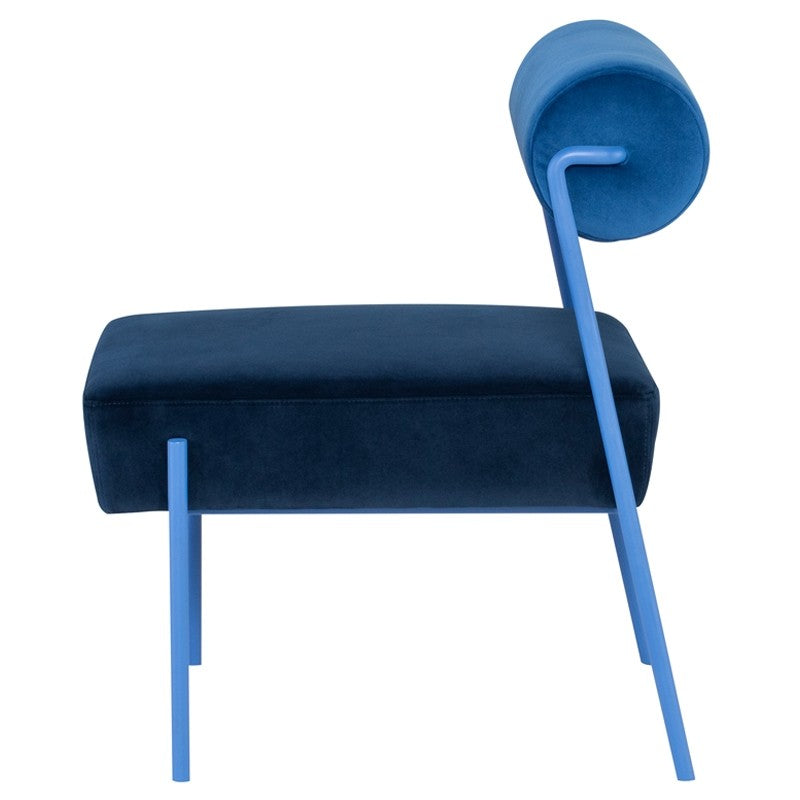 Marni Dining Chair Sapphire Velour Bolster/Sapphire Frame 21.3″ - Be Bold Furniture
