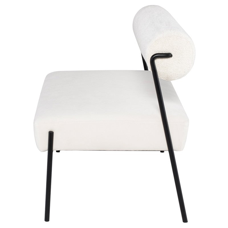 Marni Bench Buttermilk Boucle Bolster/Matte Black Frame 45″ - Be Bold Furniture