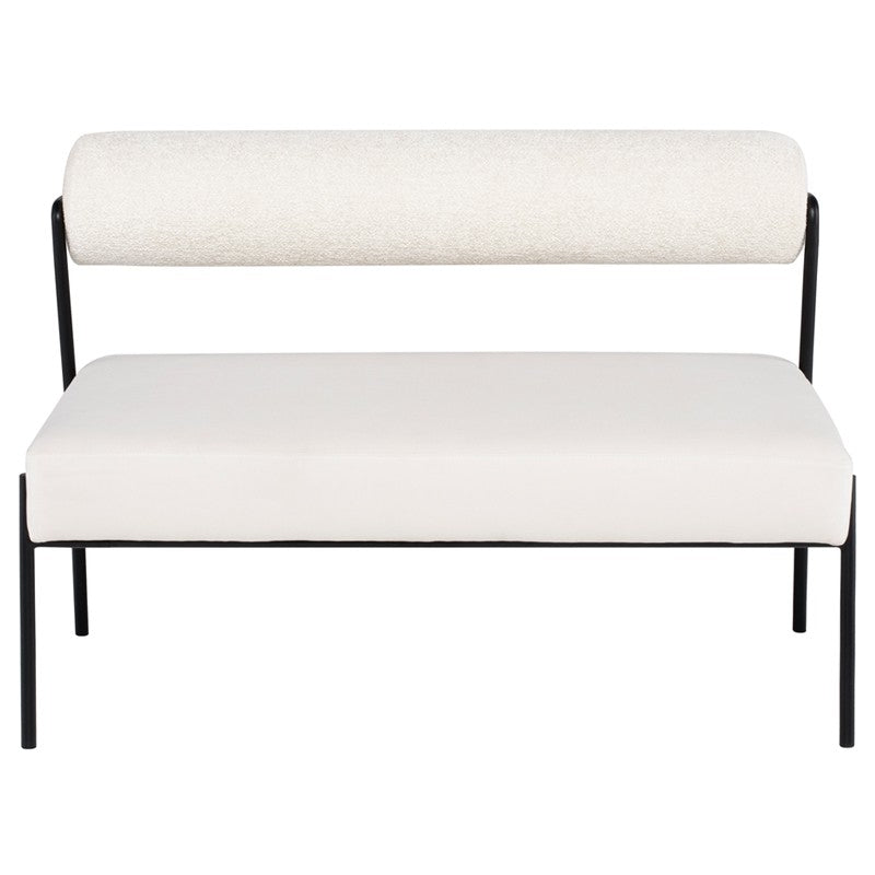 Marni Bench Buttermilk Boucle Bolster/Matte Black Frame 45″ - Be Bold Furniture