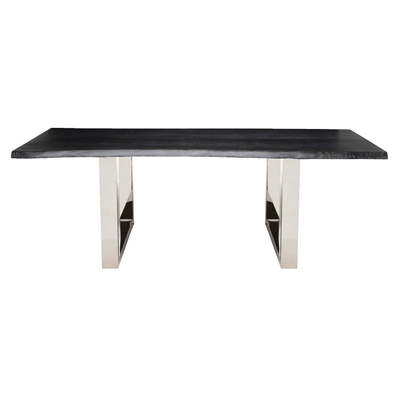 Lyon Dining Table Oxidized Grey/Polished Stainless - Be Bold Furniture