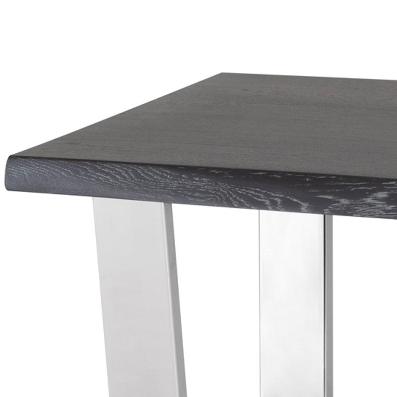 Versailles Console Table Oxidized Grey/Polished Stainless 60″ - Be Bold Furniture