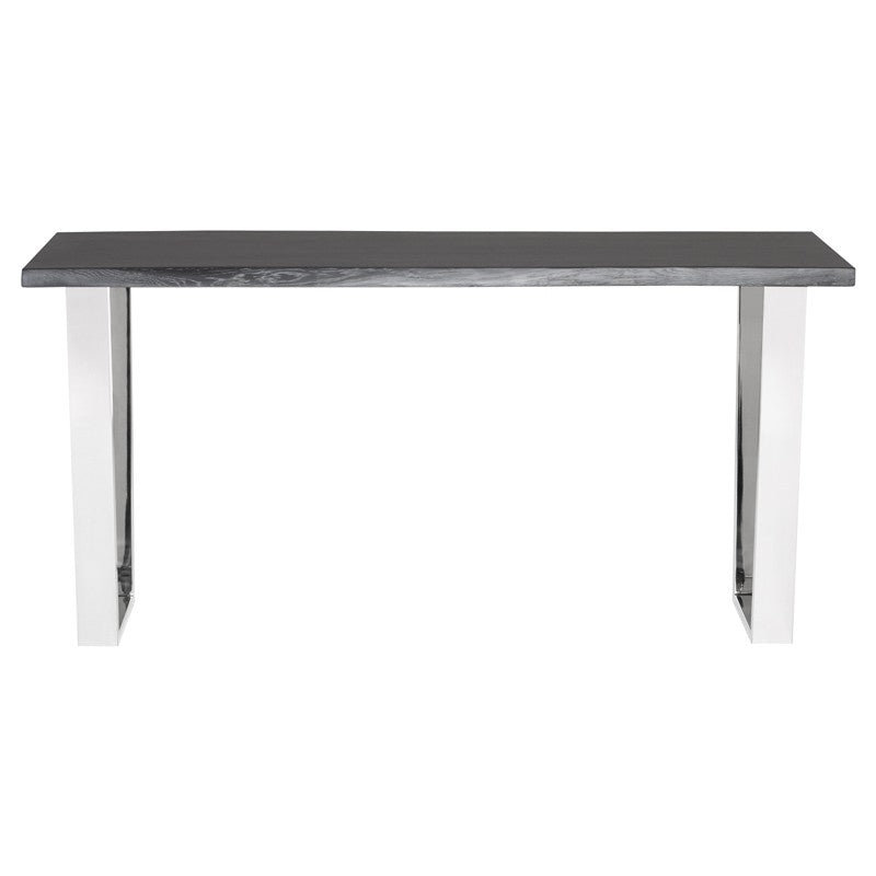 Versailles Console Table Oxidized Grey/Polished Stainless 60″ - Be Bold Furniture