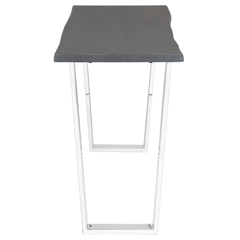 Versailles Console Table Oxidized Grey/Polished Stainless 60″ - Be Bold Furniture