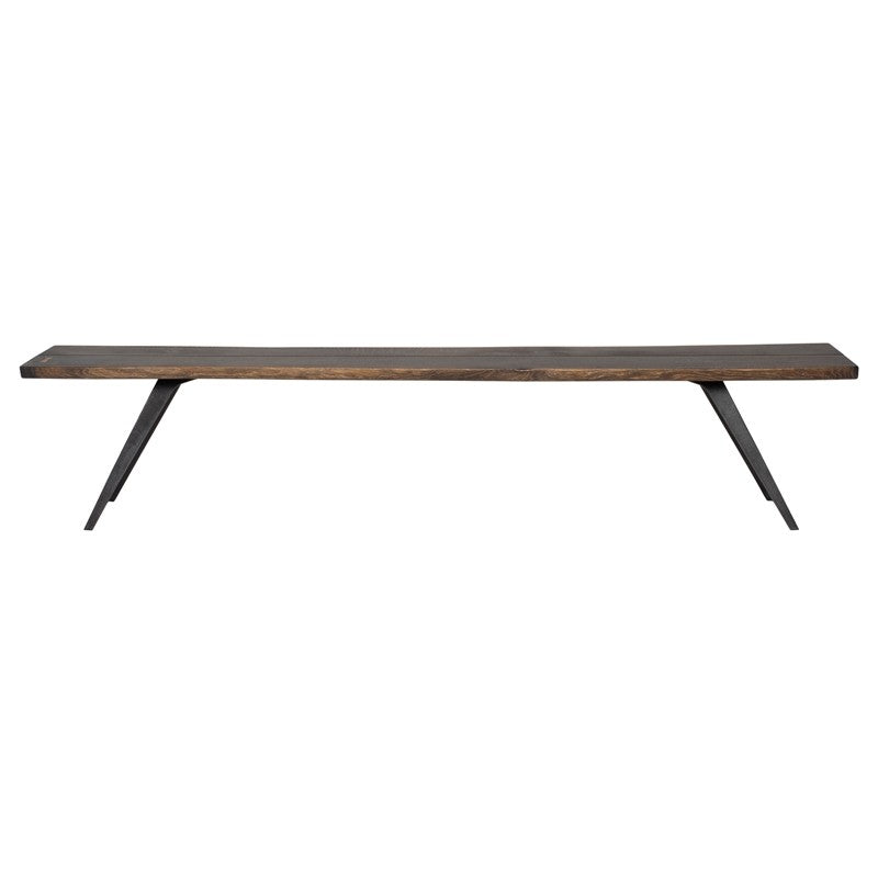 Vega Bench Seared Oak/Black Cast Iron 86.3″ - Be Bold Furniture