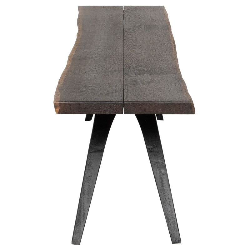 Vega Bench Seared Oak/Black Cast Iron 75″ - Be Bold Furniture