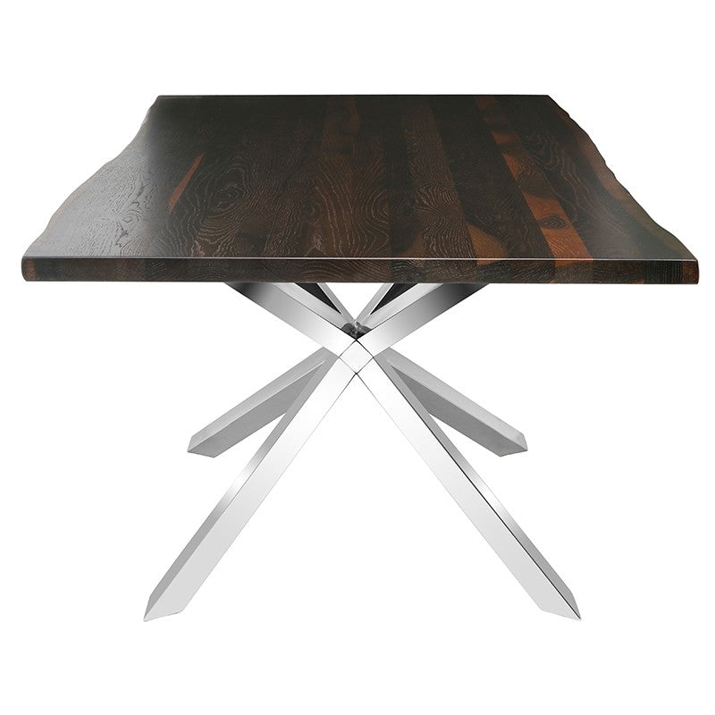 Couture Dining Table Seared Oak/Polished Stainless - Be Bold Furniture