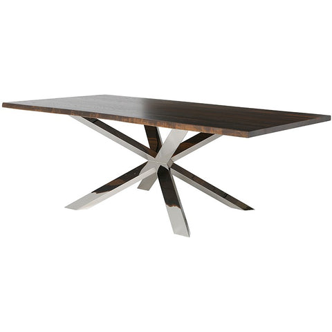 Couture Dining Table Seared Oak/Polished Stainless - Be Bold Furniture
