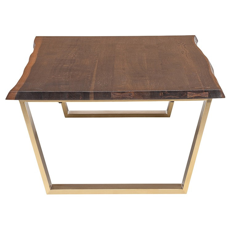 Vega Coffee Table Seared Oak/Brushed Gold 54″ - Be Bold Furniture