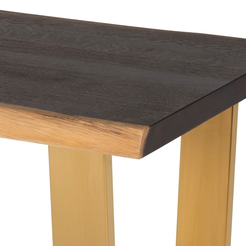 Versailles Console Table Seared Oak/Brushed Gold 60″ - Be Bold Furniture