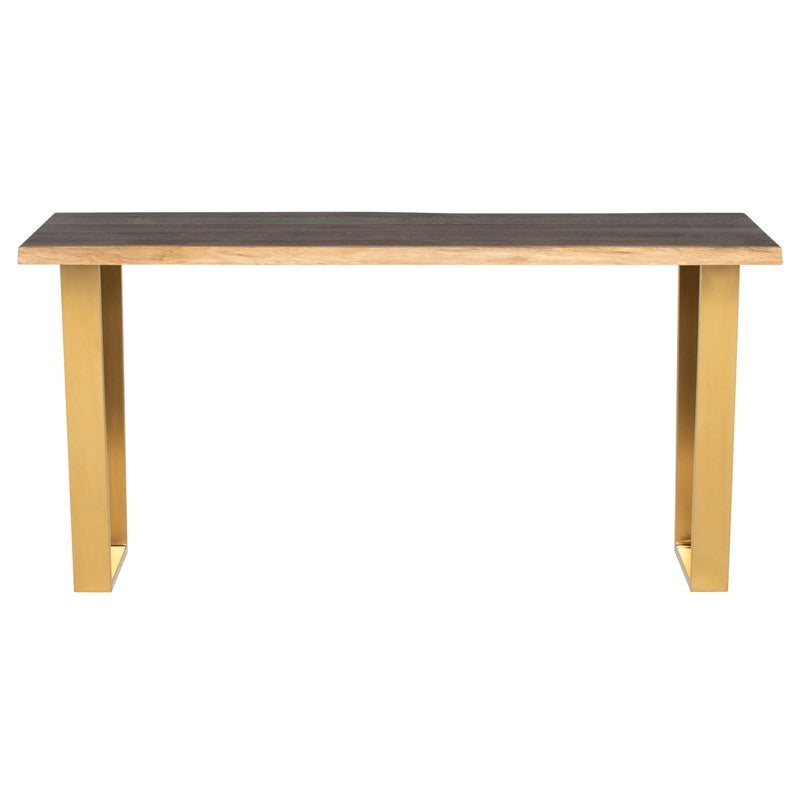 Versailles Console Table Seared Oak/Brushed Gold 60″ - Be Bold Furniture
