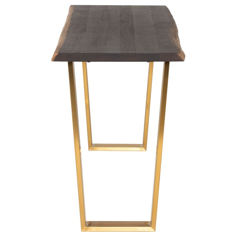 Versailles Console Table Seared Oak/Brushed Gold 60″ - Be Bold Furniture