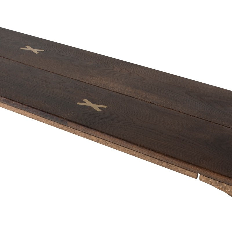 Kulu Console Table Seared Oak/Bronze Cast Iron 47.3″ - Be Bold Furniture