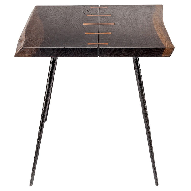 Nexa Side Table Seared Oak/Black Cast Iron 23.8″ - Be Bold Furniture