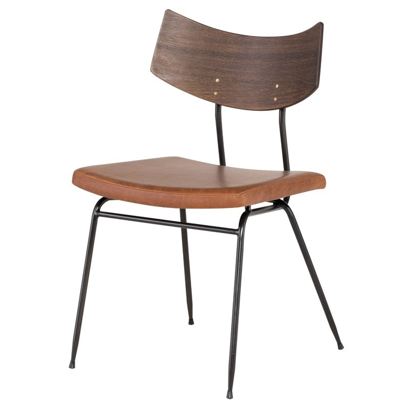 Soli Dining Chair Caramel Leather/Matte Black Steel 19″ - Be Bold Furniture