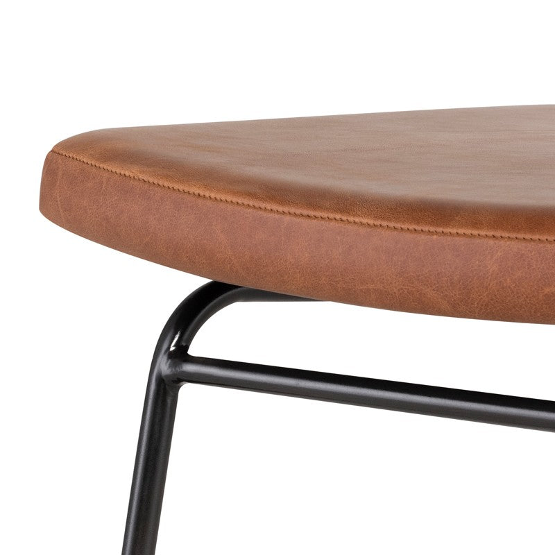 Soli Dining Chair Caramel Leather/Matte Black Steel 19″ - Be Bold Furniture