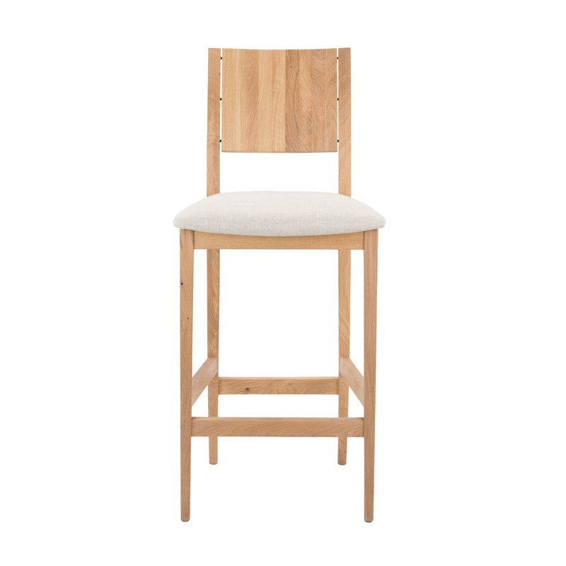 Eska Counter Stool Beige Blend Fabric/Raw Oak 16.8″ - Be Bold Furniture