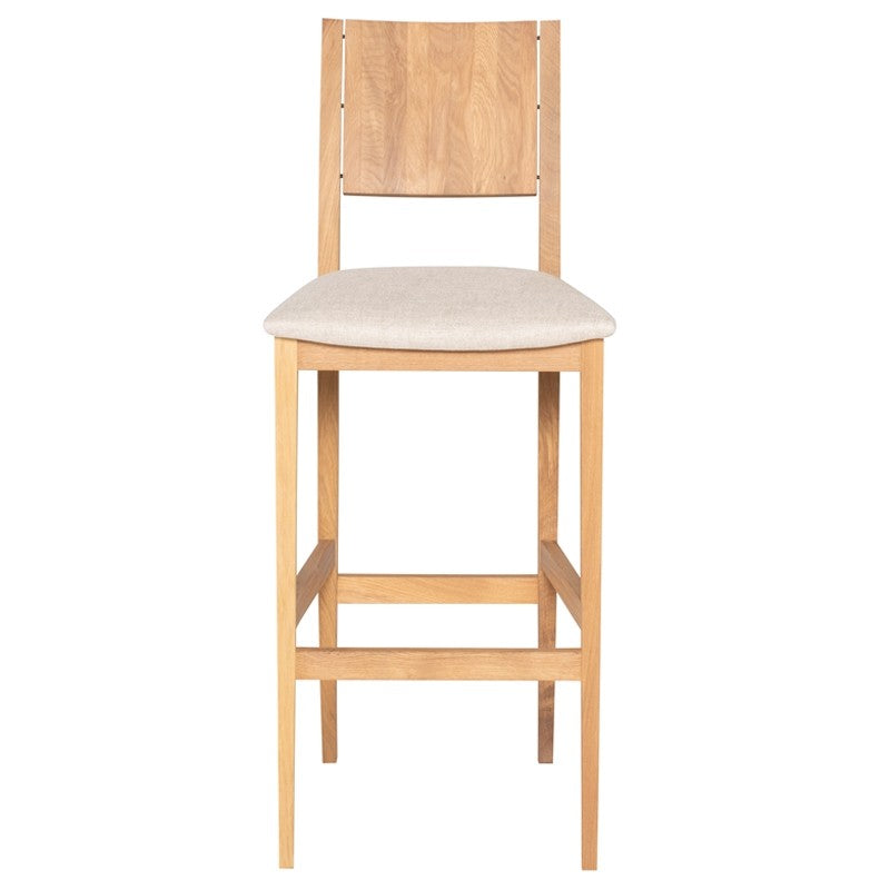 Eska Counter Stool Beige Blend Fabric/Raw Oak 16.8″ - Be Bold Furniture