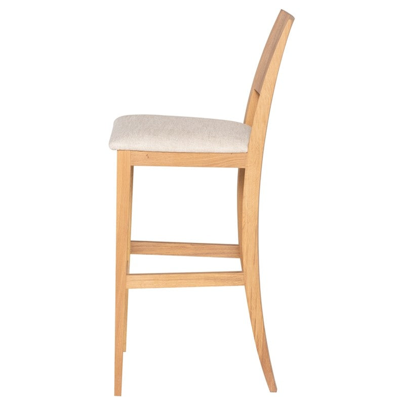 Eska Counter Stool Beige Blend Fabric/Raw Oak 16.8″ - Be Bold Furniture
