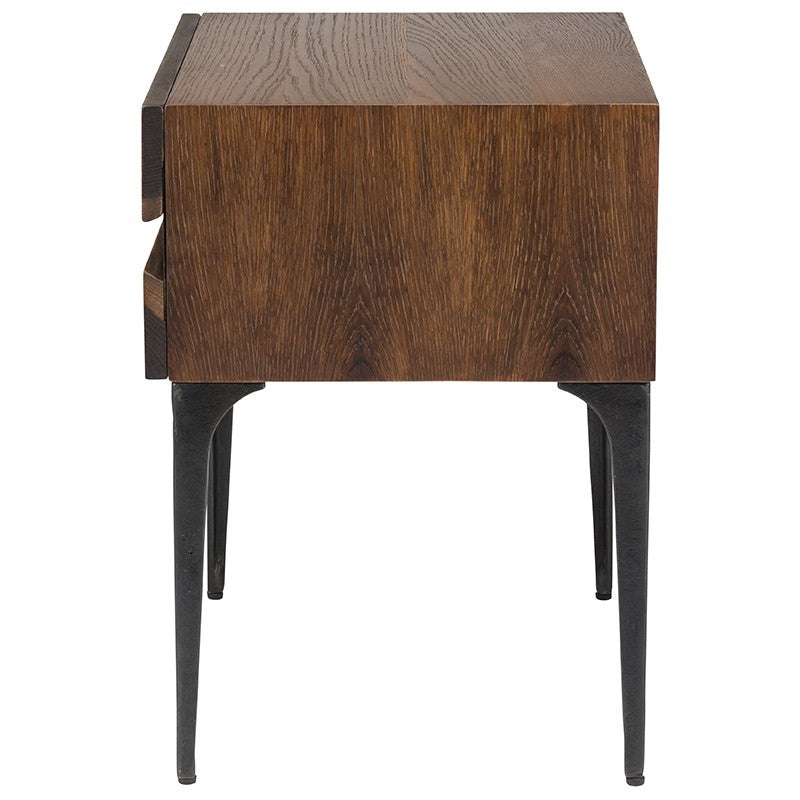 Prana Side Table Seared Oak/Black Cast Iron Legs 21.8″ - Be Bold Furniture