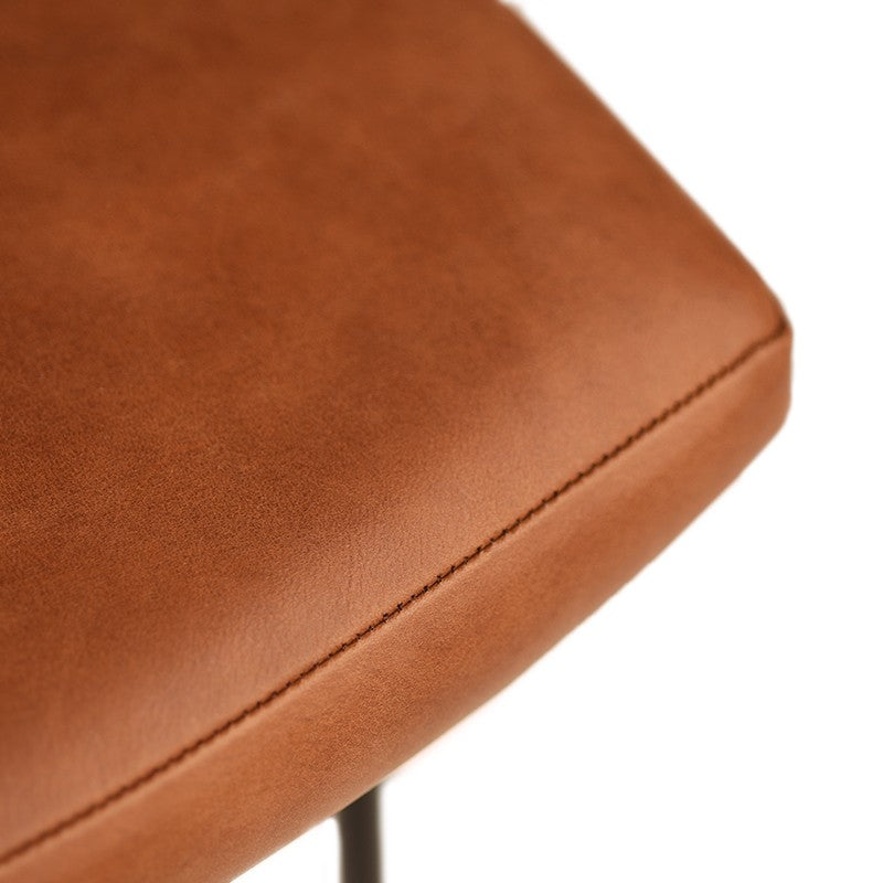 Soli Bar Stool Caramel Leather/Seared Oak Backrest 17″ - Be Bold Furniture