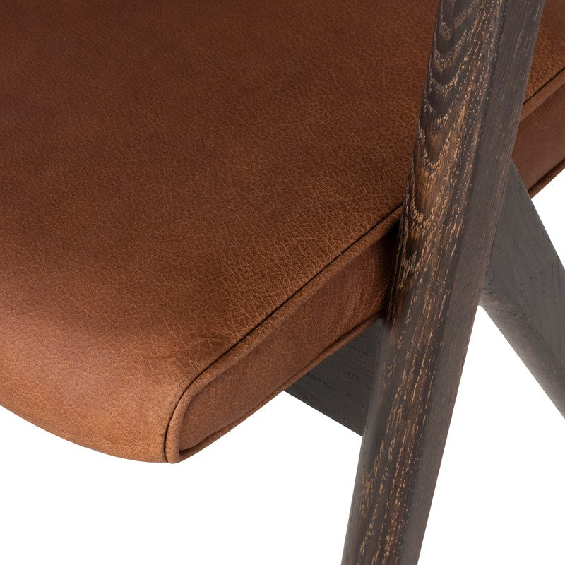 Anita Dining Chair Desert Leather/Seared Oak Frame 21.3″ - Be Bold Furniture