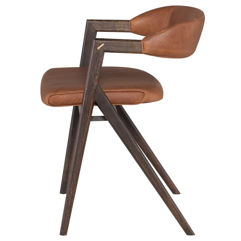 Anita Dining Chair Desert Leather/Seared Oak Frame 21.3″ - Be Bold Furniture