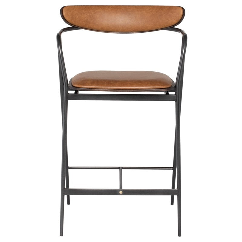 Gianni Counter Stool Desert Leather/Black Steel 21.5″ - Be Bold Furniture