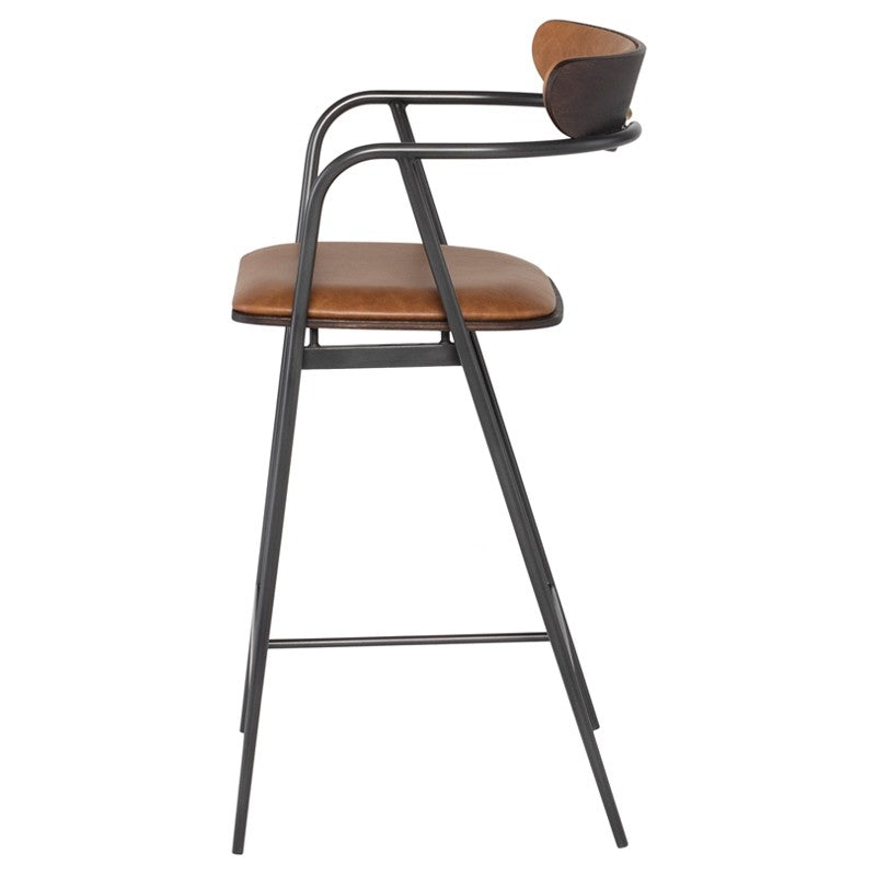 Gianni Counter Stool Desert Leather/Black Steel 21.5″ - Be Bold Furniture