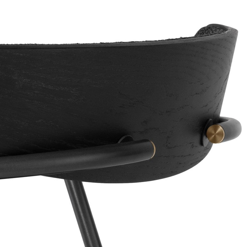 Gianni Counter Stool Activated Charcoal Leather/Black Steel 21.5″ - Be Bold Furniture