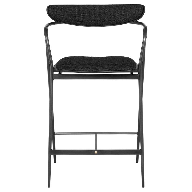 Gianni Counter Stool Activated Charcoal Leather/Black Steel 21.5″ - Be Bold Furniture