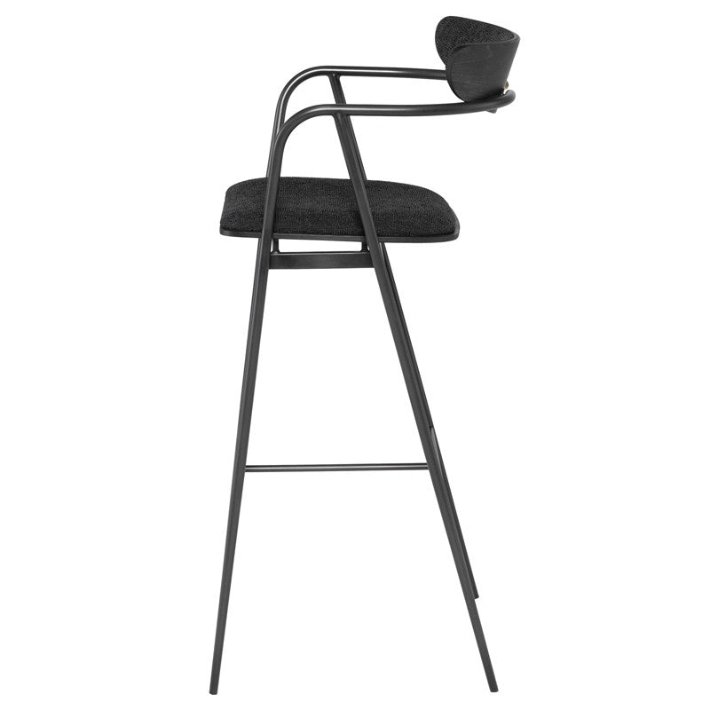 Gianni Counter Stool Activated Charcoal Leather/Black Steel 21.5″ - Be Bold Furniture