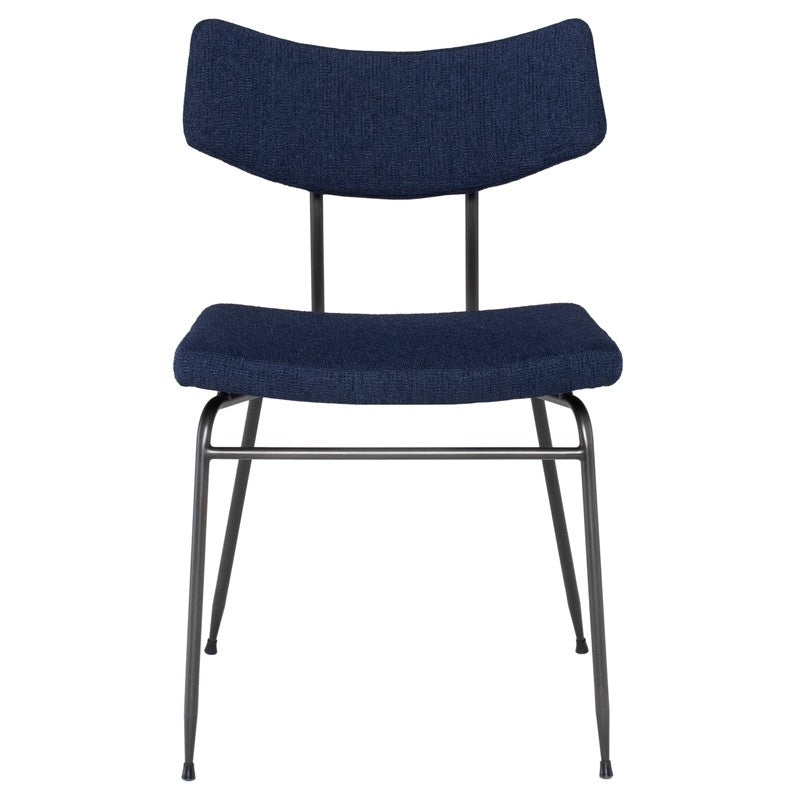 Soli Dining Chair True Blue Boucle/Matte Black Steel 19″ - Be Bold Furniture