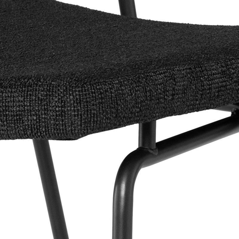 Soli Counter Stool Activated Charcoal Boucle/Matte Black Steel 17″ - Be Bold Furniture