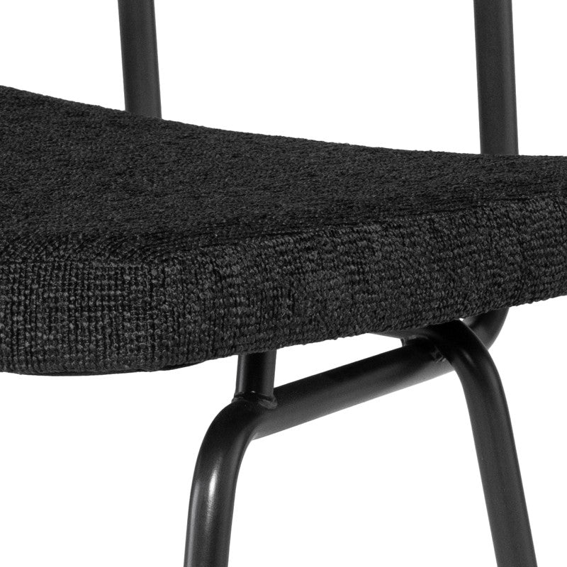 Soli Bar Stool Activated Charcoal Boucle/Matte Black Steel 17″ - Be Bold Furniture