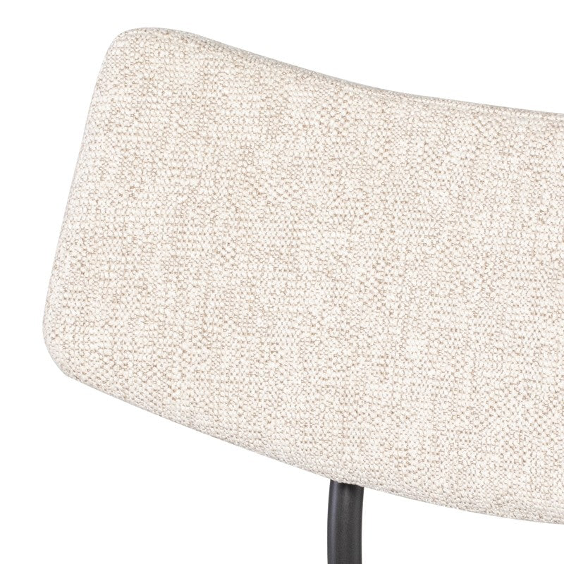 Soli Bar Stool Shell Boucle/Matte Black Steel 17″ - Be Bold Furniture