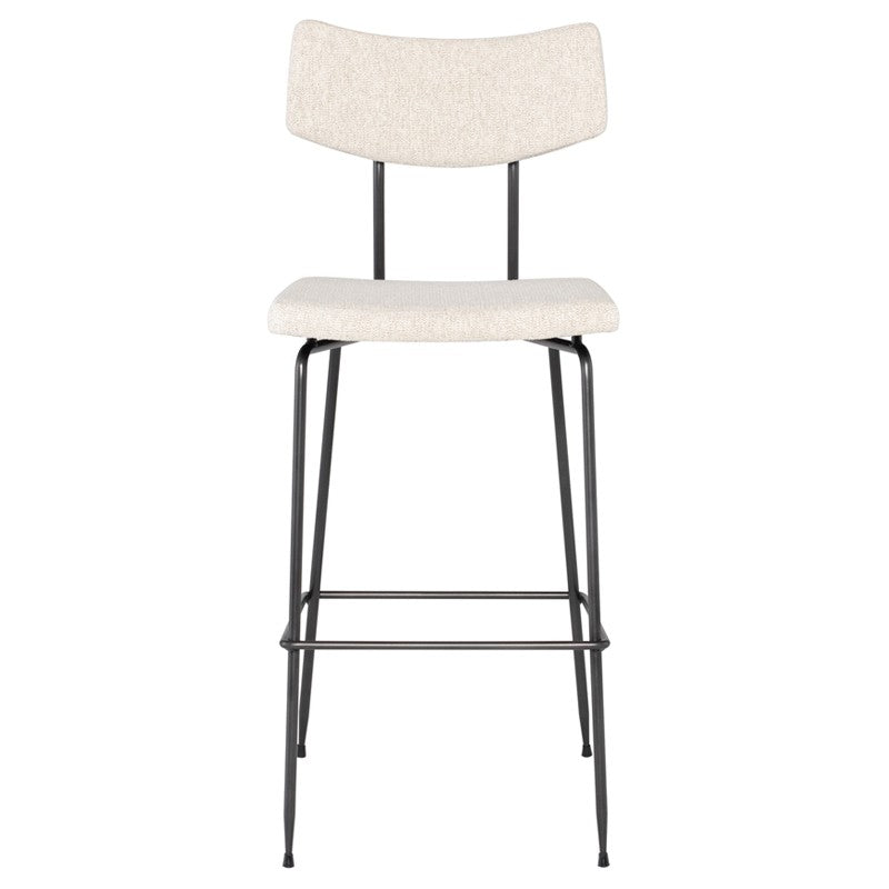 Soli Bar Stool Shell Boucle/Matte Black Steel 17″ - Be Bold Furniture