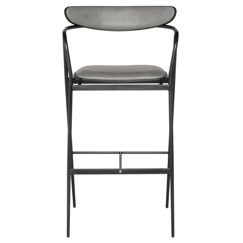 Gianni Counter Stool Dove Leather/Black Steel 21.5″ - Be Bold Furniture