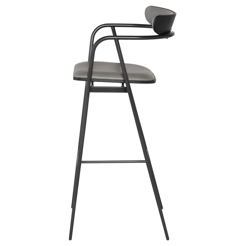 Gianni Counter Stool Dove Leather/Black Steel 21.5″ - Be Bold Furniture