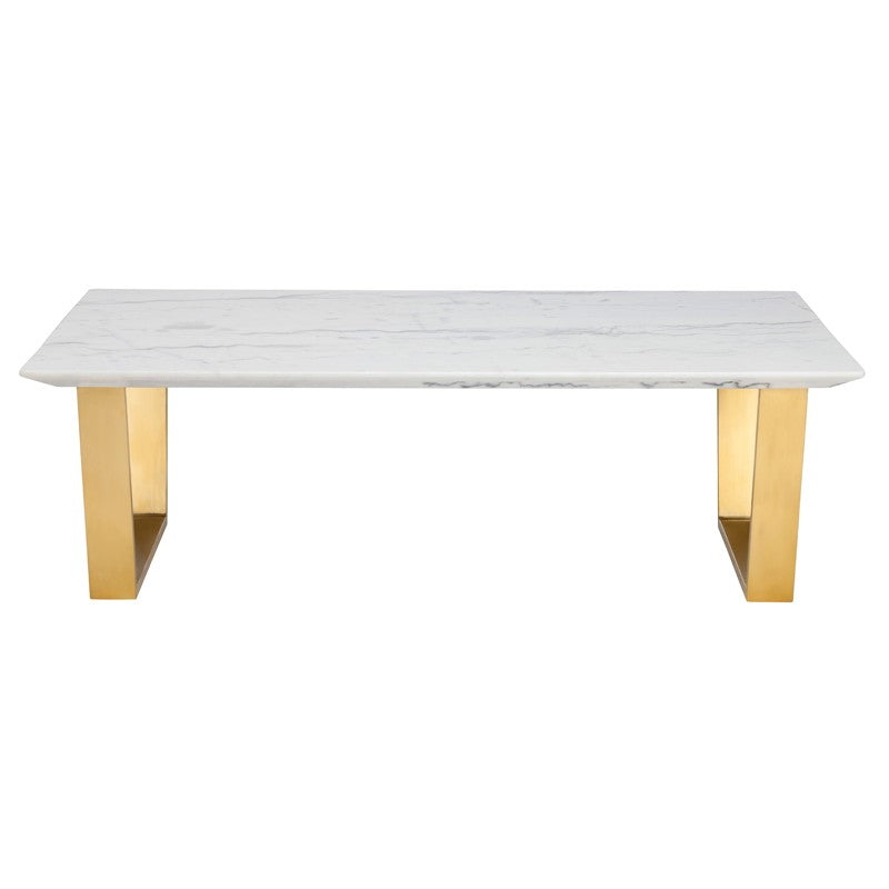 Catrine Coffee Table White Marble/Brushed Gold 54" - Be Bold Furniture