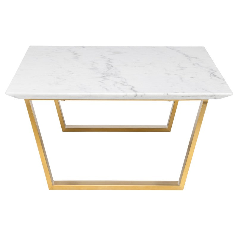 Catrine Coffee Table White Marble/Brushed Gold 54" - Be Bold Furniture