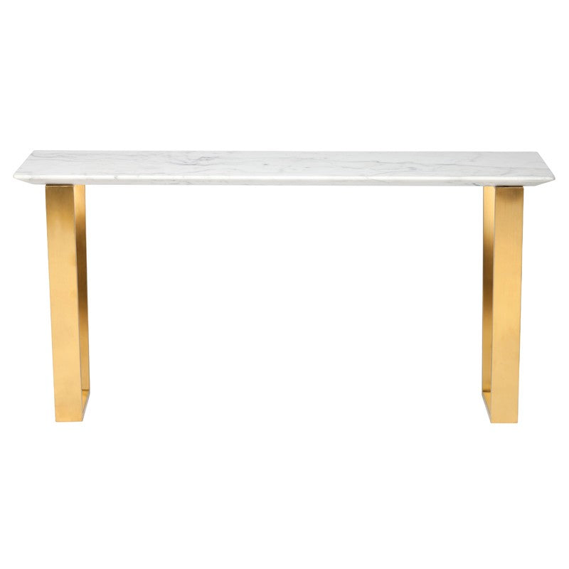 Catrine Console Table White Marble/Brushed Gold 60″ - Be Bold Furniture
