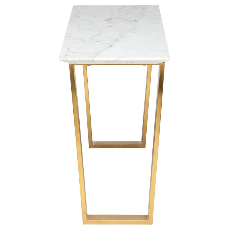 Catrine Console Table White Marble/Brushed Gold 60″ - Be Bold Furniture