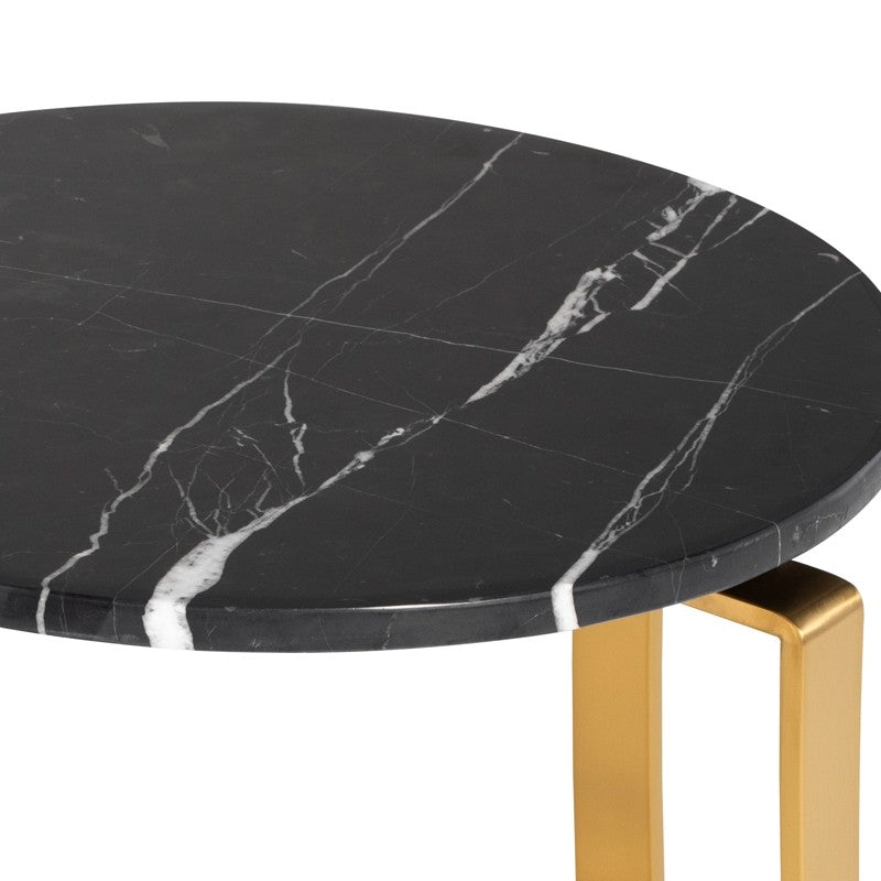 Rosa Side Table Black Wood Vein/Brushed Gold 20″ - Be Bold Furniture