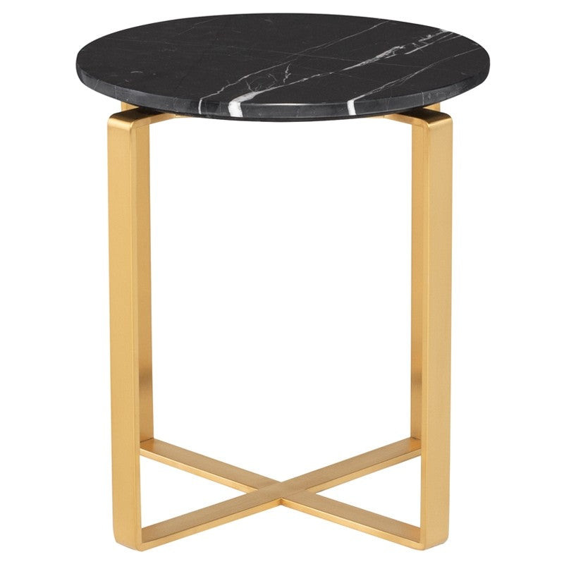 Rosa Side Table Black Wood Vein/Brushed Gold 20″ - Be Bold Furniture