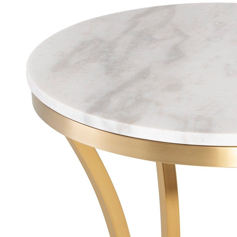 Aurora Side Table White Marble/Brushed Gold 23.5″ - Be Bold Furniture