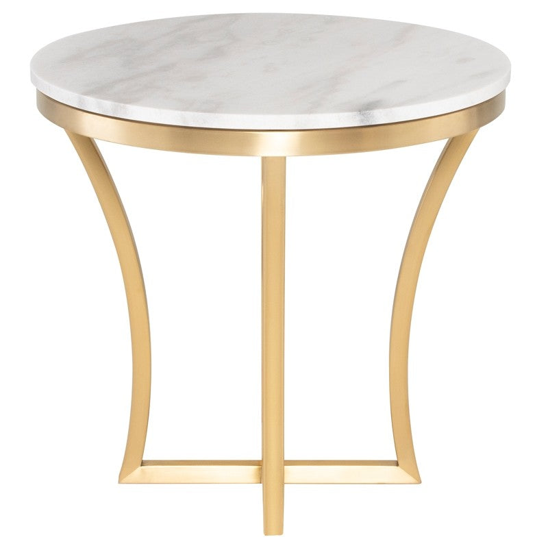 Aurora Side Table White Marble/Brushed Gold 23.5″ - Be Bold Furniture