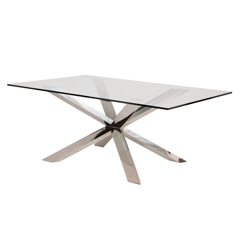 Couture Dining Table Silver/Tempered Glass - Be Bold Furniture